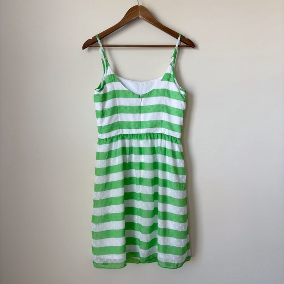 Lilly Pulitzer Antonia Fit & Flare Dress Sz 8 Green Awning Stripe - Picture 4 of 10
